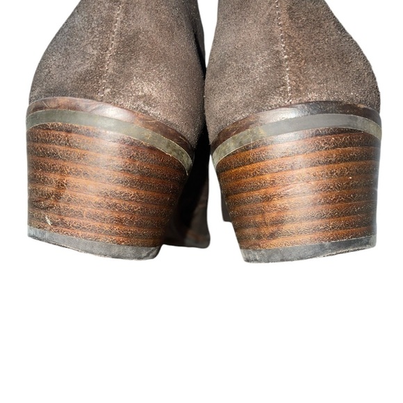 Lucky Brand Women's Booties Size 8M Brown w/Gold Flecks Leather Block Heel Zip - Picture 8 of 11